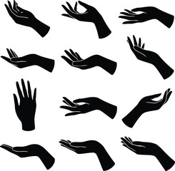 Obraz premium Collection of silhouette hands in various poses and gestures