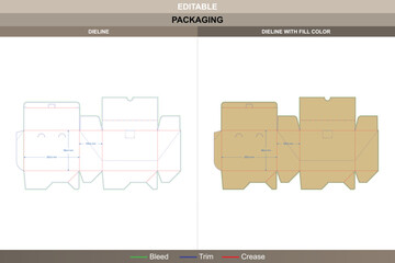 Tuck end box variations tear-off wire inserts dieline, vector packaging template with fold structure and die line layout for retail display and shipping