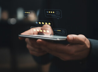 Checking Customer Feedback and Online Reviews on a Mobile Device.