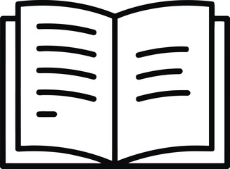 Open book with lines representing text and pages