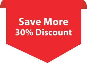 Save More 30% Discount Red Ribbon Design