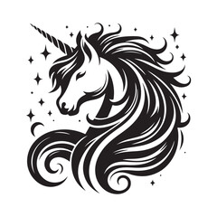 unicorn silhouette vector set