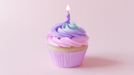 ColorfulCupcakeWithCandle