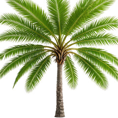 Obraz premium Isolated tropical tree with lush green fronds and textured trunk