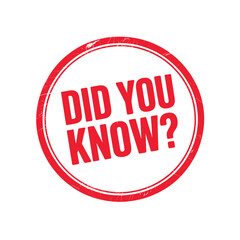 Red circular stamp with did you know question