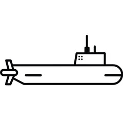 naval submarine periscope simple line art silhouette vector icon