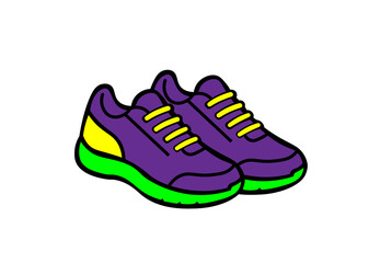 Purple cartoon sneakers. Vector illustration