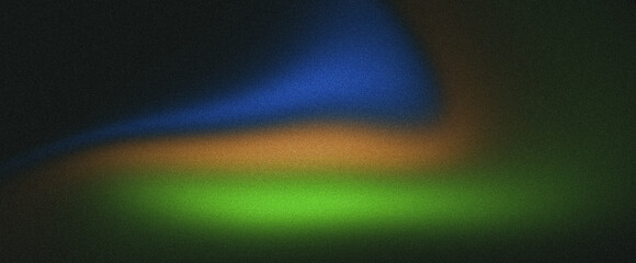 Abstract blurry background with blue, orange, and green gradient.