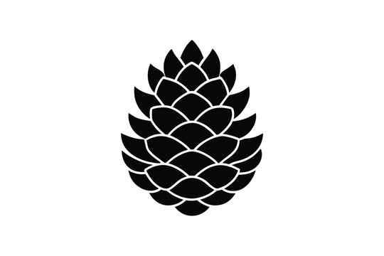 pinecone simple line art silhouette vector icon