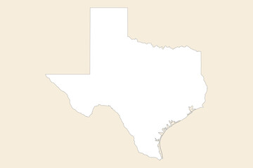 Vector graphic artwork suitable for print and web containing flat detailed map of TEXAS