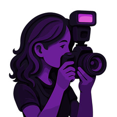 Vibrant neon portrait of a photographer in digital paper art style