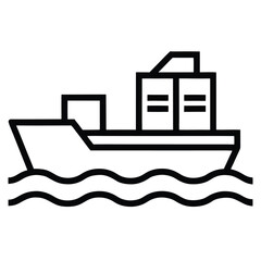 sea cargo simple line art silhouette vector icon