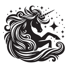 unicorn silhouette vector set