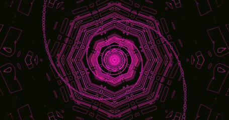 Vibrant geometric pattern in shades of pink on a dark background