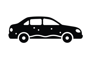 Fototapeta premium snow covered car simple line art silhouette vector icon