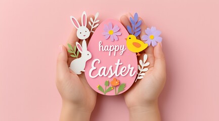 Hands Holding Pastel Paper Easter Egg