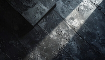 Concrete surface with diagonal natural lighting, moody overhead composition
