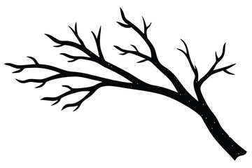 Obraz premium snow covered tree branch simple line art silhouette vector icon