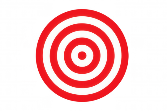Bullseye target showing precision and accuracy for business goals and achieving success on transparent background