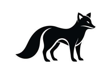 snow fox simple line art silhouette vector icon