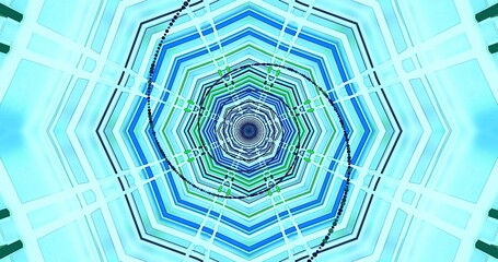 Geometric patterns in vibrant blue with hexagonal shapes and lines