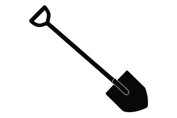 snow shovel simple line art silhouette vector icon