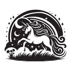 unicorn silhouette vector set