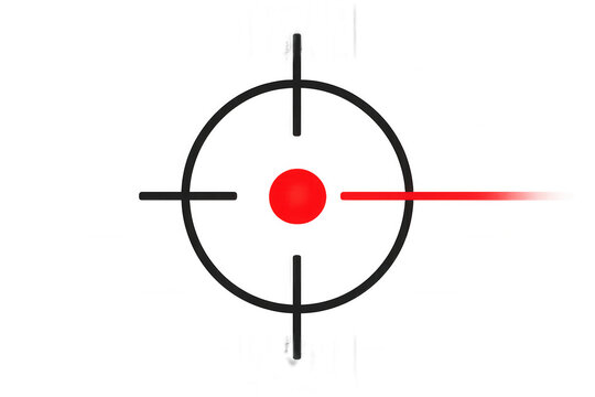 Crosshairs showing an aiming target with a center red dot and a laser beam, emphasizing accuracy and achieving goals