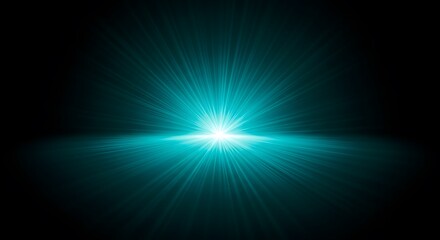 Striking image of a burst of teal light radiating outwards in a dramatic and captivating display of energy.