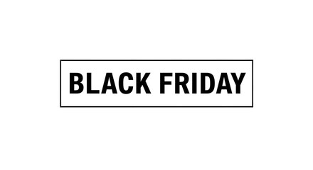 Obraz premium Black Friday text in a simple black box isolated on a white background used for advertising promotions.
