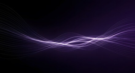 Abstract flowing curves of vibrant light create a modern aesthetic with a soft, ethereal glow on dark backdrop.