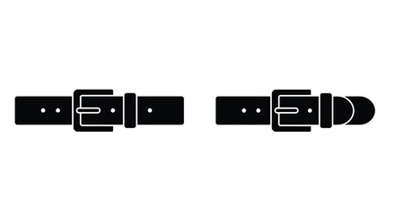 Two simple black belt buckle icons with rectangular straps displayed