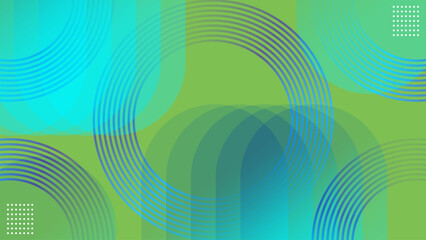 Abstract Modern Green Liquid Gradient Circles Pattern Background Illustration.
