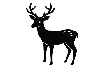 winter deer simple line art silhouette vector icon