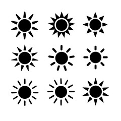 Black and White Sun Icon Set Vector

 

 
