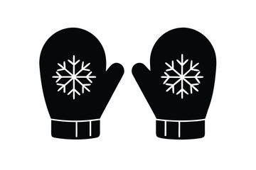 winter mittens simple line art silhouette vector icon