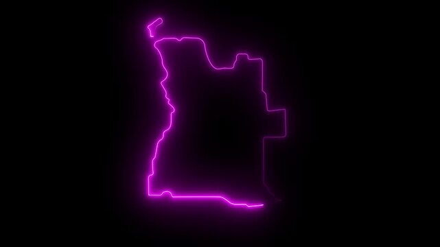 map of Angola With a pink glowing neon effect.