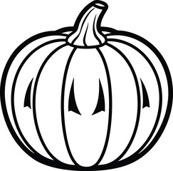 Simple Halloween pumpkin outline illustration on white background. Perfect for coloring pages, spooky designs, and kids’ Halloween crafts