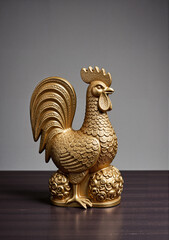 Golden rooster figurine symbolizing prosperity for Lunar New Year  