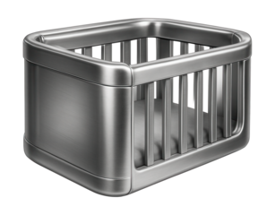 Metallic crib bumper for a modern, futuristic nursery design.