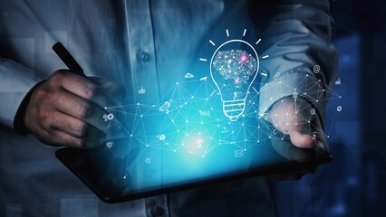 AI innovation with neural network and digital transformation. AI innovation drives automation, powers ideas, AI innovation enhances SEO, and AI innovation enables global connection. Marrow