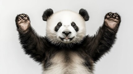 Naklejka premium Ultra-realistic panda portrait, hyper-detailed fur texture, under studio lighting, 