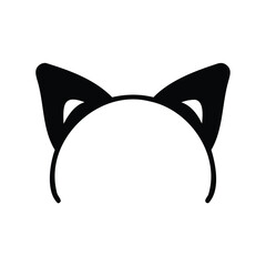 Silhouette illustration of a cat ear headband accessory on a white background