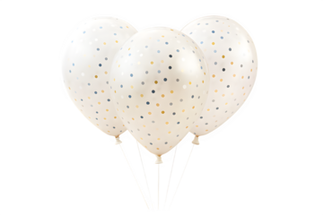 Shiny Silver Glitter Balloons Isolated on Transparent Background PNG – Elegant Polka Dot Party Balloons for Celebration and Decoration Design