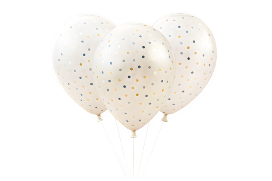 Shiny Silver Glitter Balloons Isolated on Transparent Background PNG – Elegant Polka Dot Party Balloons for Celebration and Decoration Design