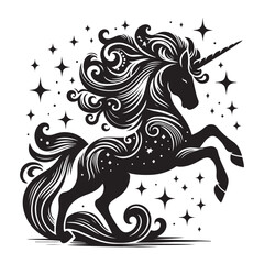 unicorn silhouette vector set