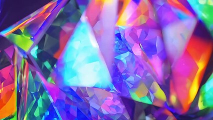 Defocused crystalline prism reflections, psychedelic rainbow iridescence, light refracting glass shards holographic glow kaleidoscopic bokeh, high-contrast shimmering cinematic soft focus, 4K - Powered by Adobe