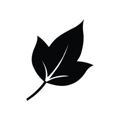 Vector art of a simple black leaf with veins, perfect for naturethemed designs and minimalist illustrations