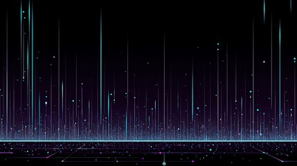 Abstract digital background with vertical lines of light and small particles, creating a futuristic effect.