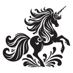 unicorn silhouette vector set